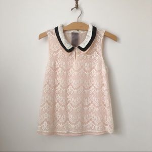 Moon Collection White & Peach Lace Blouse